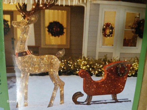 Led reindeer sleigh - led,