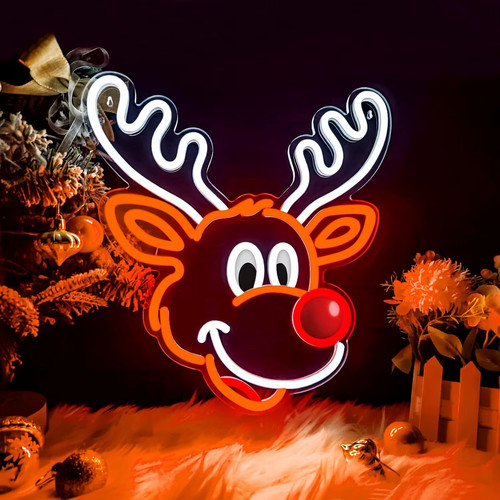 Cute christmas reindeer neon - christmas,