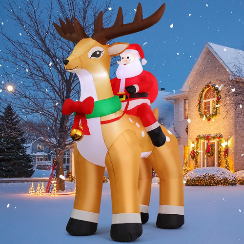 8ft inflatable santa riding - 9.8ft,