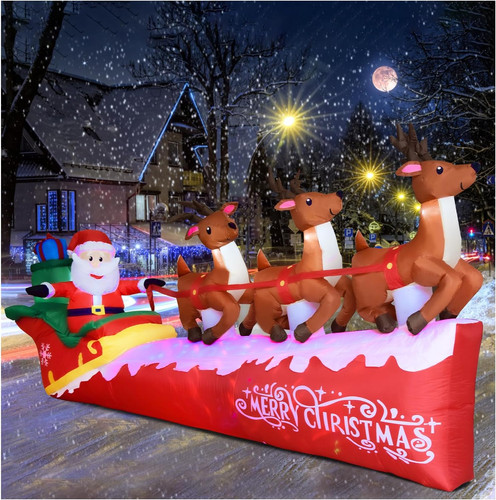 10ft inflatable santa sleigh - inflatable,